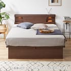 ダブルベッドフレーム(OP KG 宮・照明付き 縦開き 深型 MBR) 2枚目画像