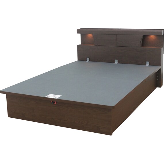 ダブルベッドフレーム(OP KG 宮・照明付き 縦開き 深型 MBR) 7枚目画像