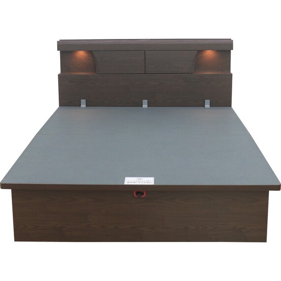 ダブルベッドフレーム(OP KG 宮・照明付き 縦開き 深型 MBR) 8枚目画像