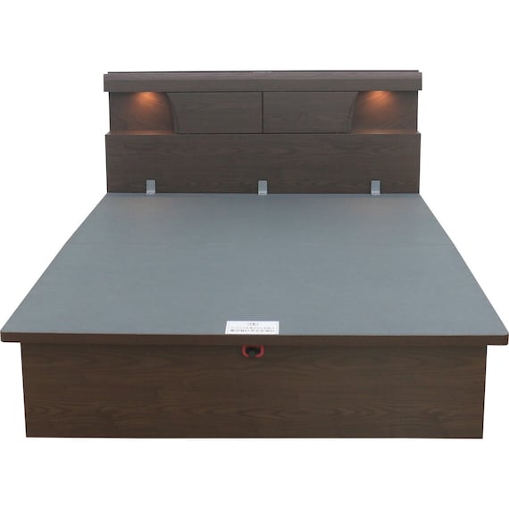 ダブルベッドフレーム(OP KG 宮・照明付き 縦開き 深型 MBR) 8枚目画像