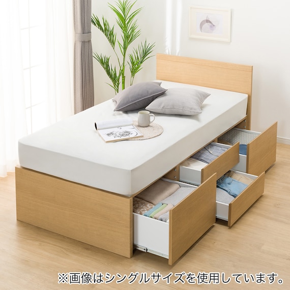【大容量収納付き】チェストベッドフレーム ダブル (N-ジオF 40M-T 床板 LBR) 12枚目画像