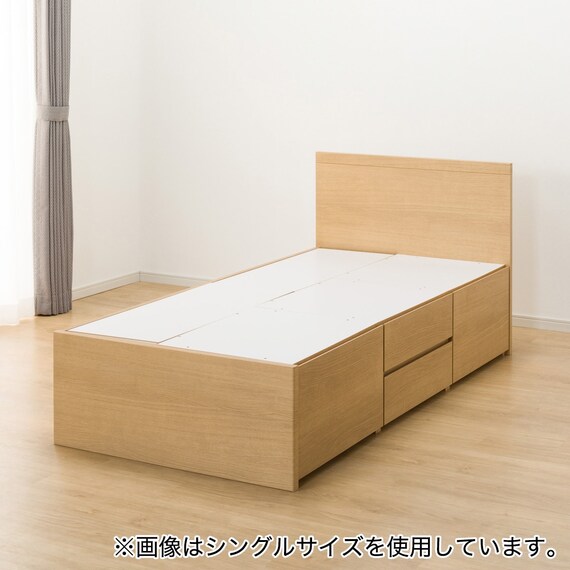 【大容量収納付き】チェストベッドフレーム ダブル (N-ジオF 40M-T 床板 LBR) 15枚目画像