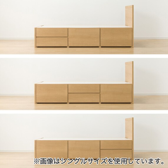 【大容量収納付き】チェストベッドフレーム ダブル (N-ジオF 40M-T 床板 LBR) 16枚目画像