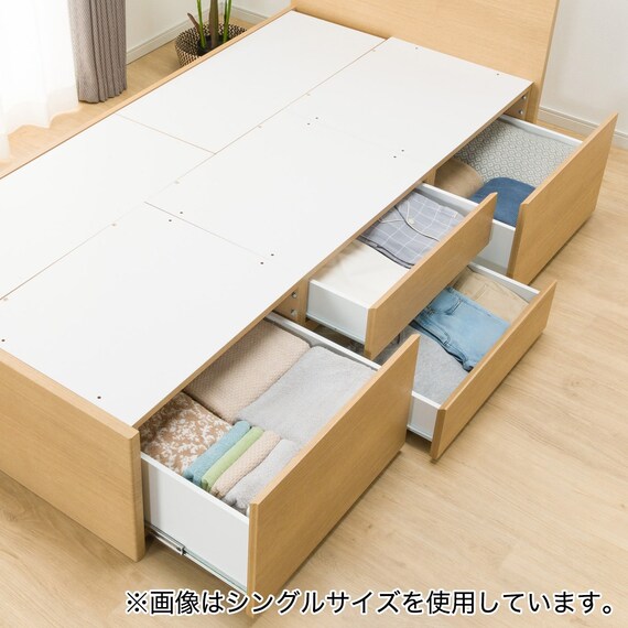 【大容量収納付き】チェストベッドフレーム ダブル (N-ジオF 40M-T 床板 LBR) 21枚目画像