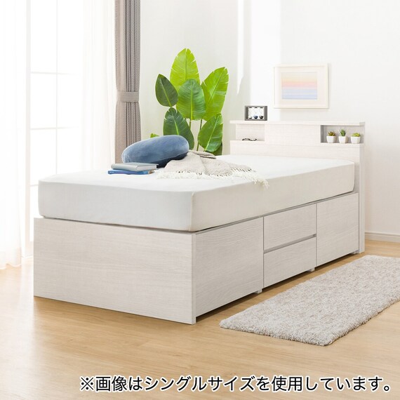 【大容量収納×棚・コンセント・ライト付き】チェストベッドフレーム ダブル (N-ジオC 40M-T 床板 WW) 12枚目画像