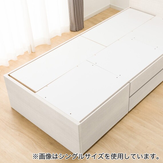 【大容量収納×棚・コンセント・ライト付き】チェストベッドフレーム ダブル (N-ジオC 40M-T 床板 WW) 21枚目画像