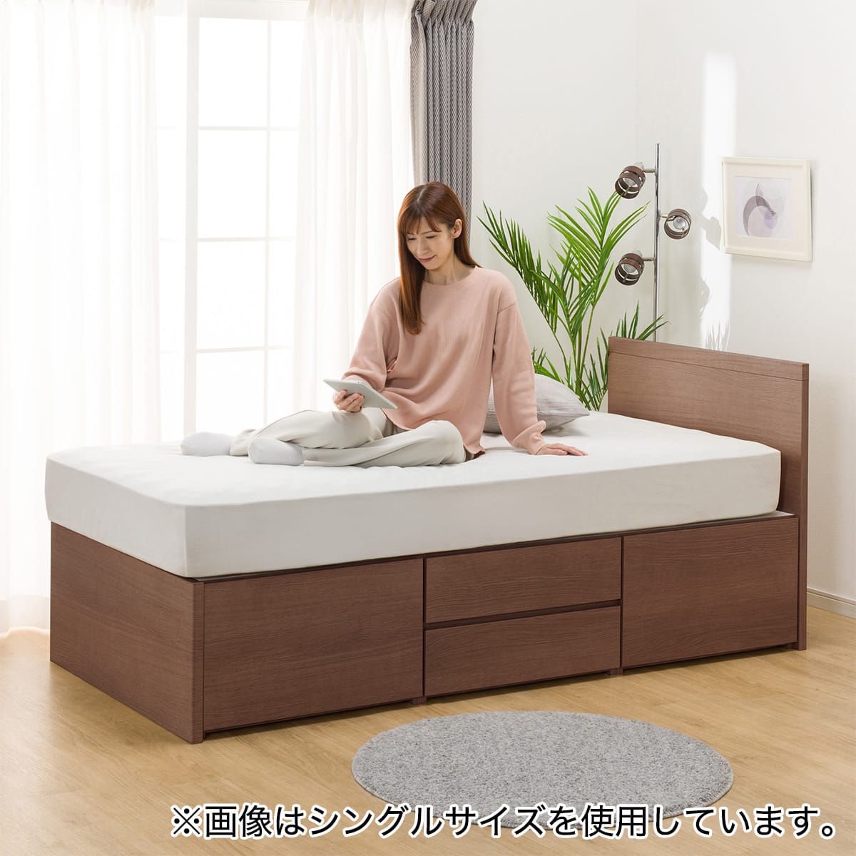 大容量収納付き】チェストベッドフレーム ダブル (N-ジオF 40M-S