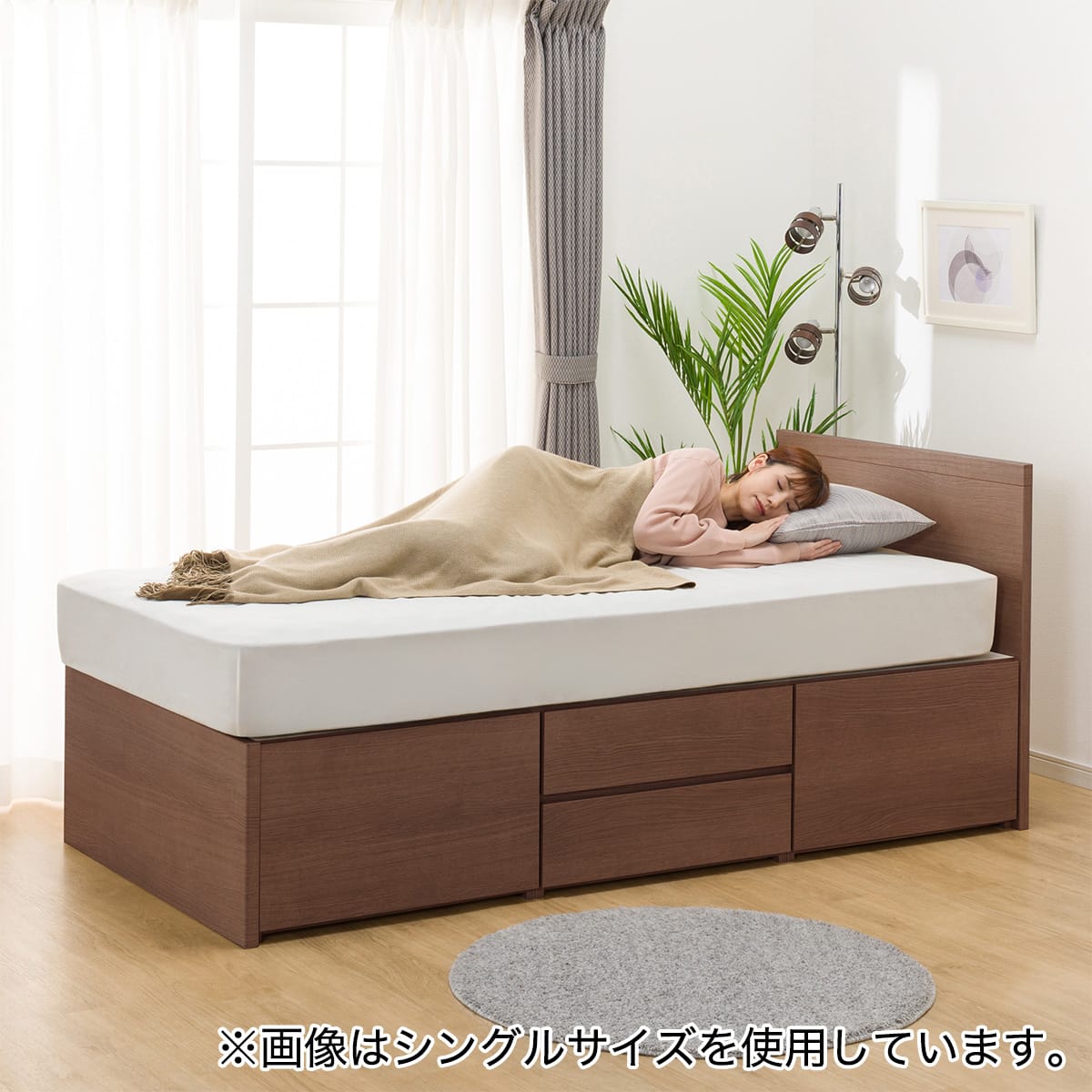 大容量収納付き】チェストベッドフレーム ダブル (N-ジオF 40M-S