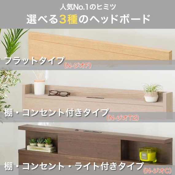 すのこダブルフラットヘッドボードチェストベッドセット(N-ジオF WW 40M-S/U1-03 EM) 8枚目画像