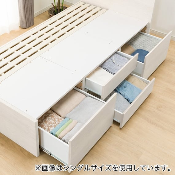 すのこダブルフラットヘッドボードチェストベッドセット(N-ジオF WW 40M-S/U1-03 EM) 18枚目画像