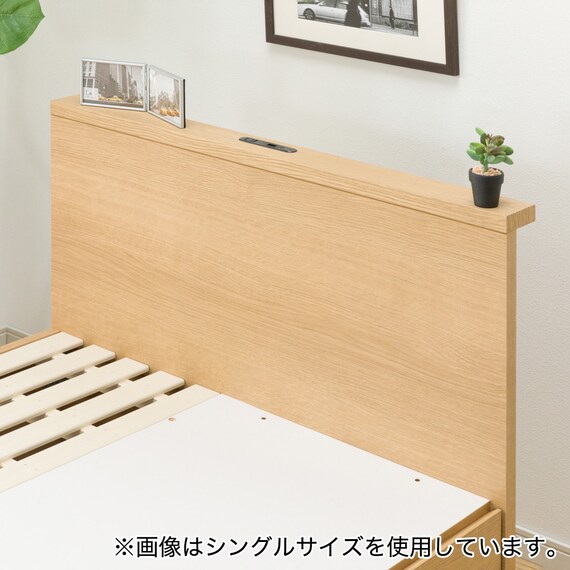 【大容量収納×棚・コンセント付き】チェストベッドフレーム ダブル (N-ジオT 40M-S すのこ LBR) 16枚目画像