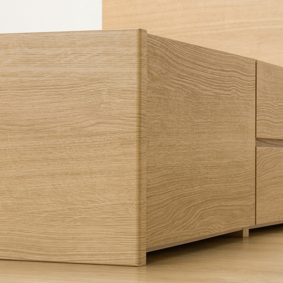 【大容量収納×棚・コンセント付き】チェストベッドフレーム ダブル (N-ジオT 40M-S すのこ LBR) 23枚目画像