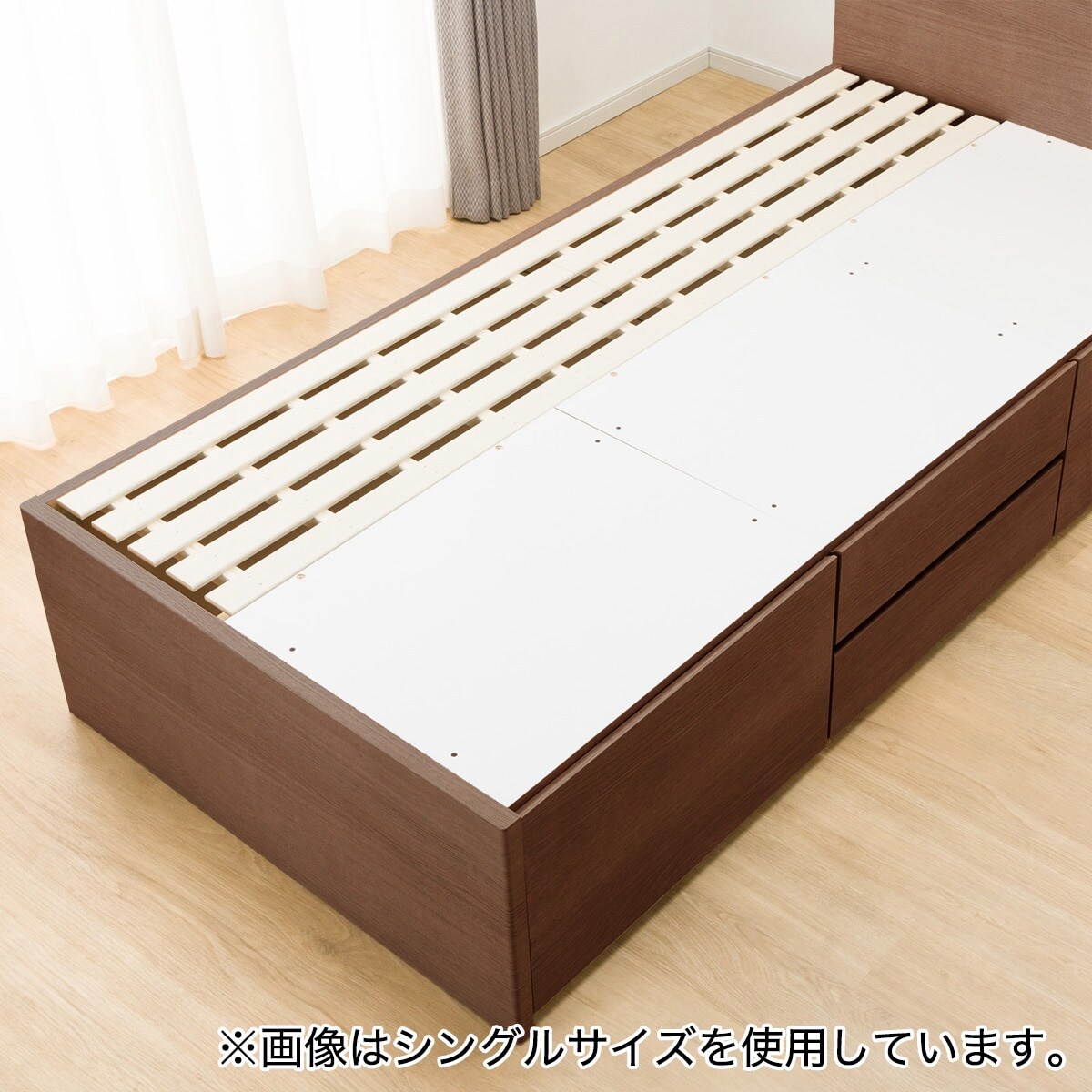 大容量収納×棚・コンセント・ライト付き】すのこチェストベッド