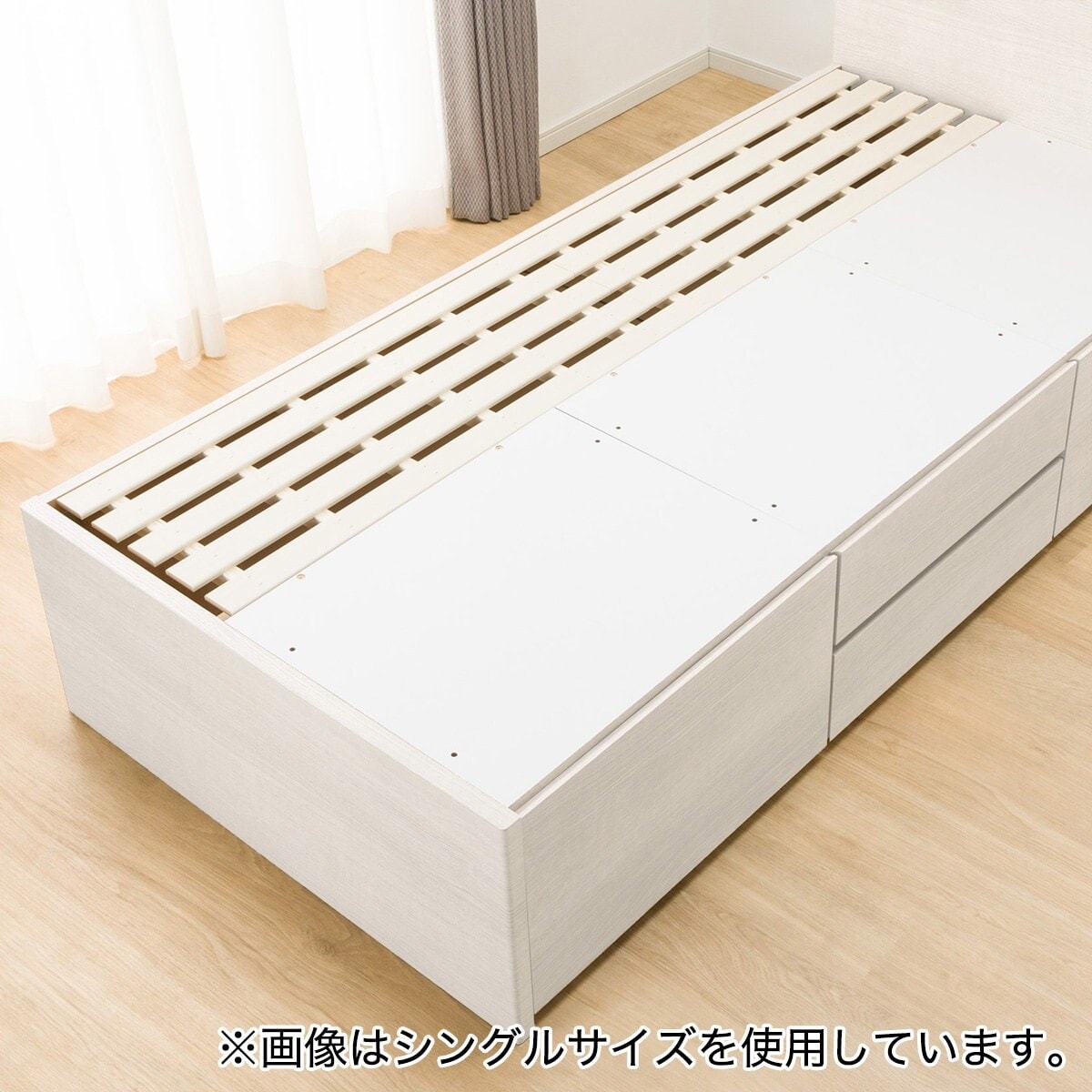 大容量収納×棚・コンセント・ライト付き】すのこチェストベッド
