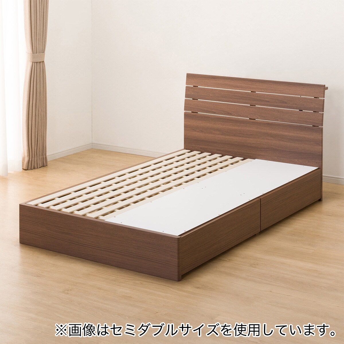 R068 NITORIフレーム、ダブルベッド、引出し付、コンセント付 未使用