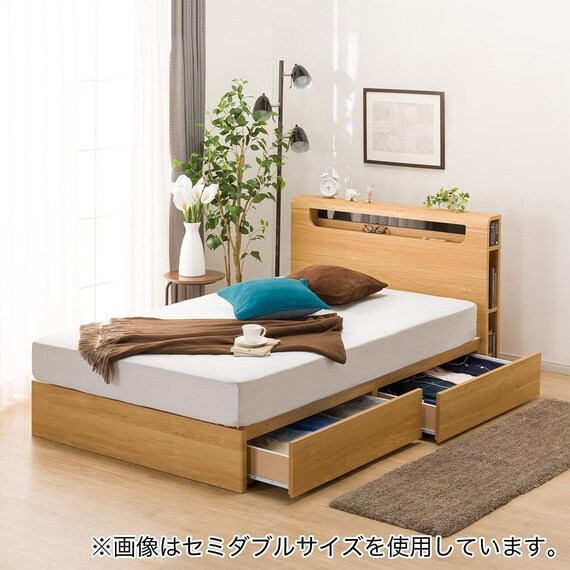 ダブルベッドフレーム(EB-003 引出し付き LBR DR) 1枚目画像