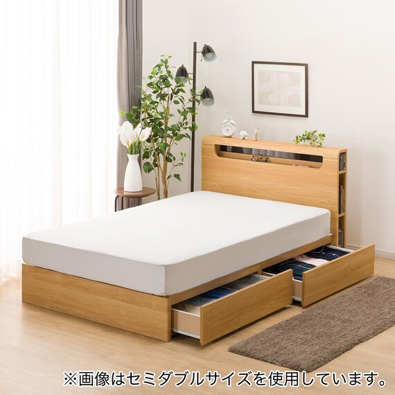 ダブルベッドフレーム(EB-003 引出し付き LBR DR) 4枚目画像