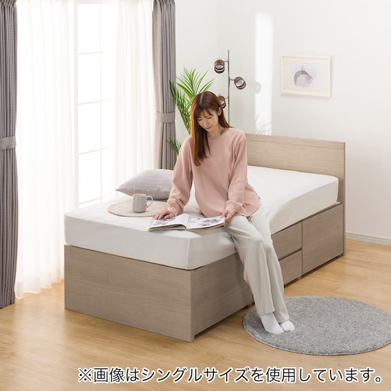 【大容量収納付き】チェストベッドフレーム ダブル (N-ジオF 40M-T 床板 GW) 8枚目画像