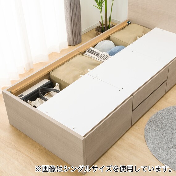 【大容量収納付き】チェストベッドフレーム ダブル (N-ジオF 40M-T 床板 GW) 20枚目画像