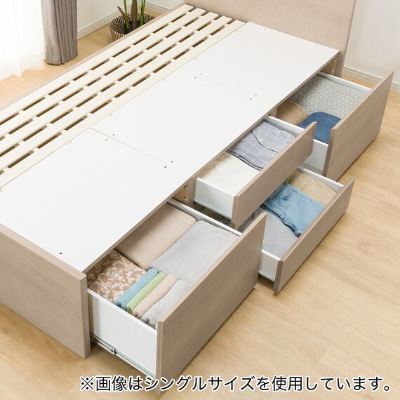 【大容量収納付き】チェストベッドフレーム ダブル (N-ジオF 40M-S すのこ GW) 25枚目画像