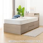 【大容量収納×棚・コンセント・ライト付き】チェストベッドフレーム ダブル (N-ジオC 40M-S すのこ GW) 15枚目画像