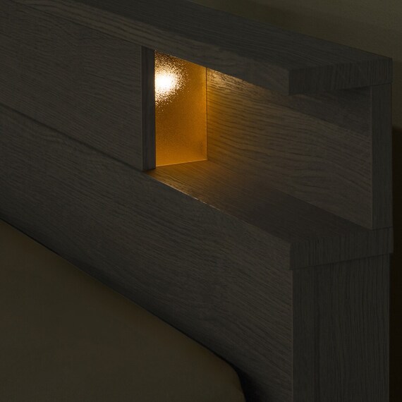 【大容量収納×棚・コンセント・ライト付き】チェストベッドフレーム ダブル (N-ジオC 40M-S すのこ GW) 21枚目画像