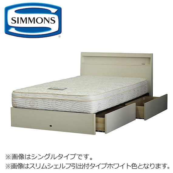 収納付きベッドフレーム ワイドダブル (シエラスリムシェルフ 引出し付き WW) 1枚目画像