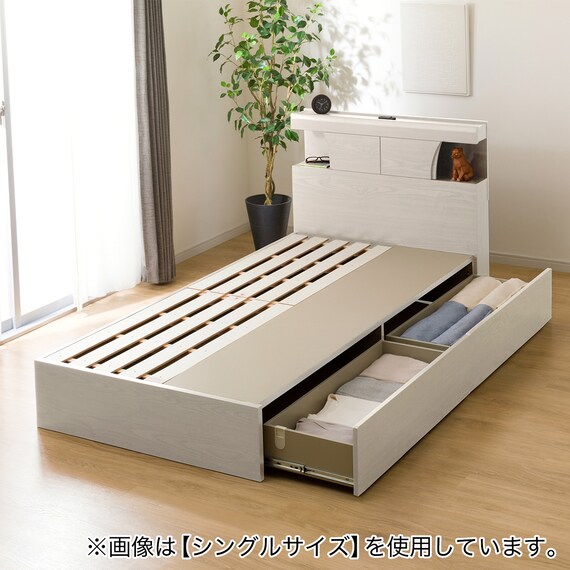 すのこクイーンベッドフレーム(KG 宮・照明付き 深型 WW) 8枚目画像