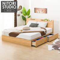 ニトリ ダブル ベッドフレーム カイト3 深型/LBR とち ライトブラウン 