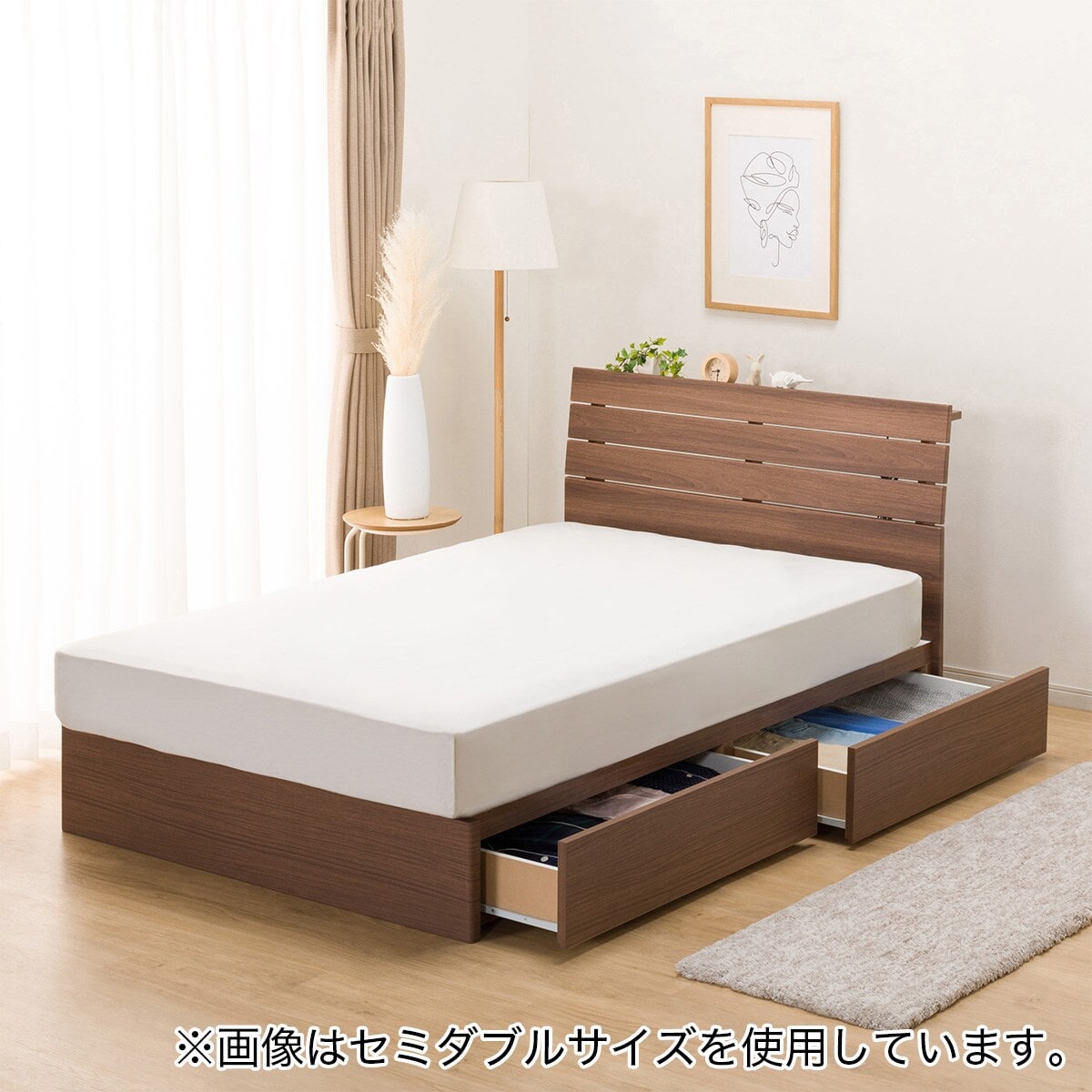 クイーン 収納付きベッドフレーム(NS-001 深型/床板 LBR)通販 | ニトリネット【公式】 家具・インテリア通販