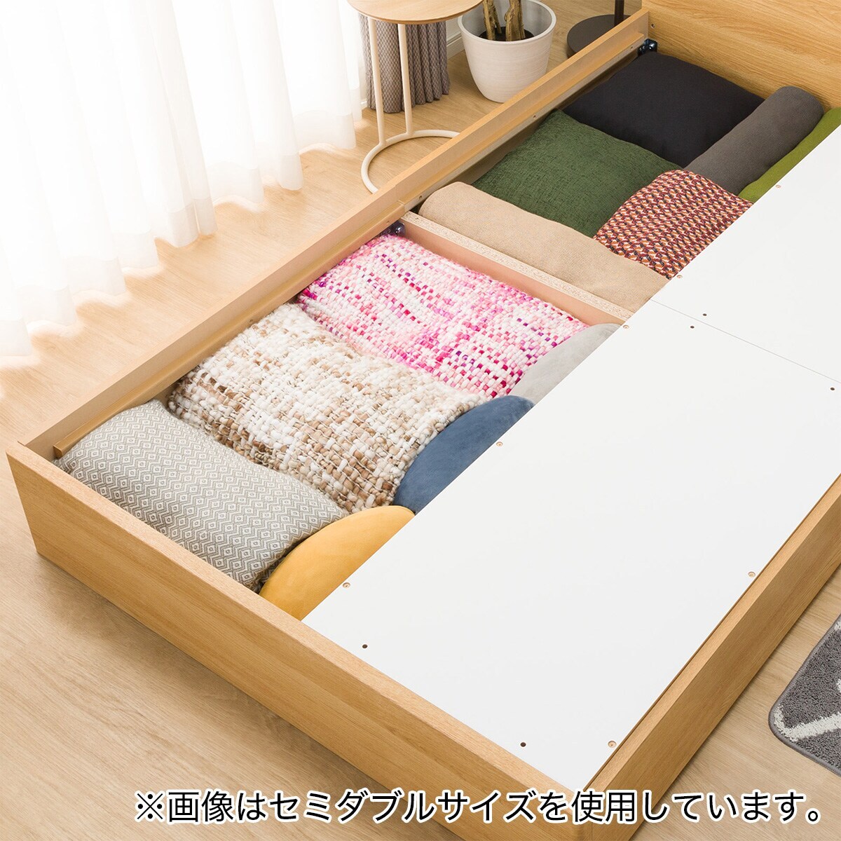 クイーンベッドフレーム(EB-002 引出し付き LBR DR) | ニトリネット