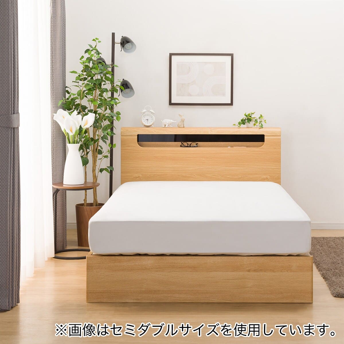 収納付きベッドフレーム クイーン (EB-003 DR 棚・サイド収納