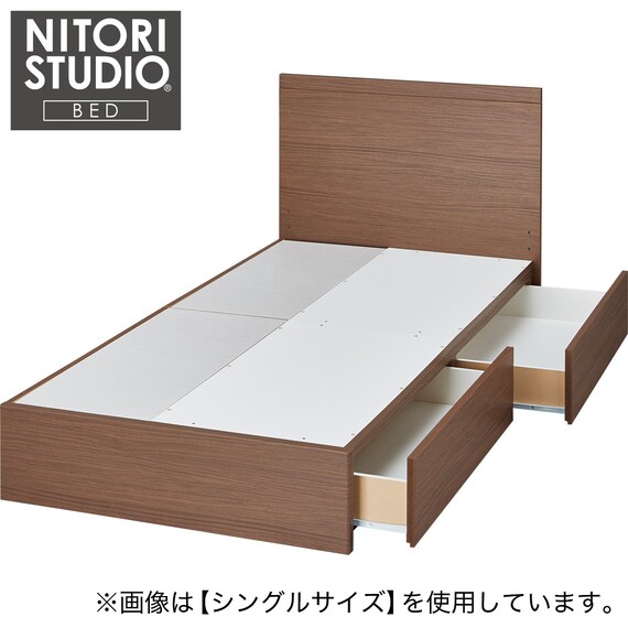 収納付きベッドフレーム クイーン フラットタイプ (NS-001 DR31 引き出し付き 深型 床板 MBR) 1枚目画像