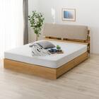 収納付きベッドフレーム クイーン(CS-001 DR 棚・コンセント・引き出し付き LBR/BE) 2枚目画像