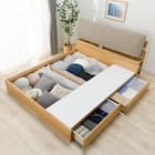 収納付きベッドフレーム クイーン(CS-001 DR 棚・コンセント・引き出し付き LBR/BE) 3枚目画像