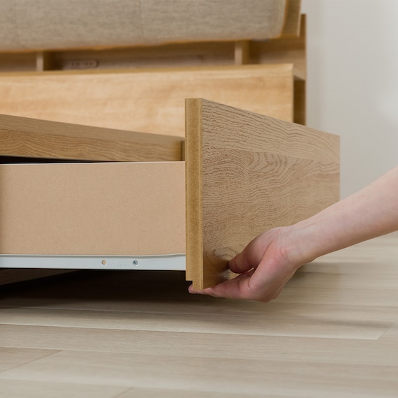 収納付きベッドフレーム クイーン(CS-001 DR 棚・コンセント・引き出し付き LBR/BE) 8枚目画像