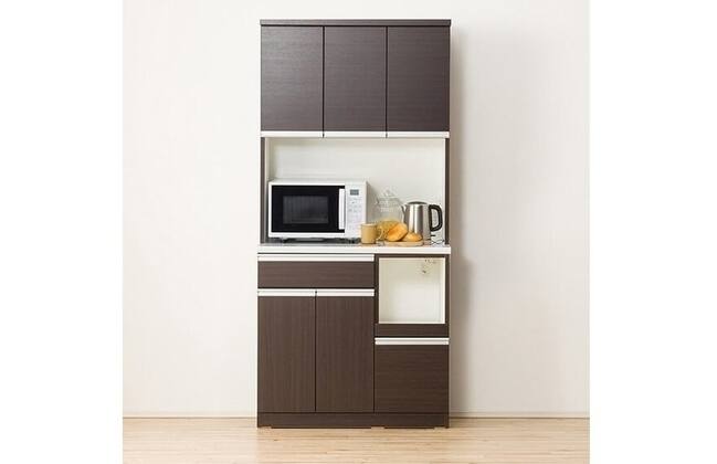 美品 ニトリ キッチンボード レジューム90 ピアノ塗装 幅89.5cm 白色 