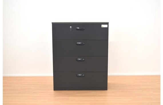 スチール書庫(ラテラル4段 HOS-X BK/天板DBR) 1枚目画像