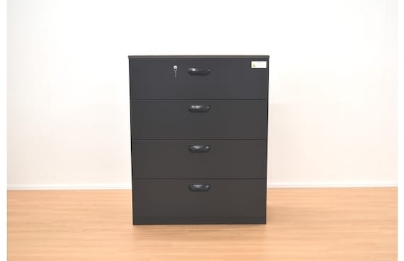 スチール書庫(ラテラル4段 HOS-X BK/天板DBR) 1枚目画像