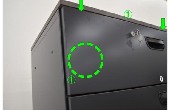 スチール書庫(ラテラル4段 HOS-X BK/天板DBR) 4枚目画像