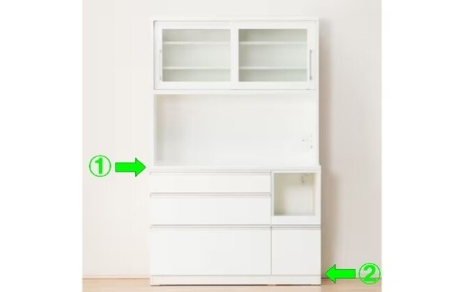 キッチンボード レジューム 120-2TG-S WH/120-2QL-R WH（幅120 奥行51