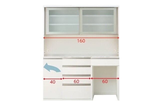 ニトリ　リガーレ　キッチンボード　セラミック天板　幅121cm ニトリ（NITORI） キッチンカウンター（ダストワゴン付き セラミック天