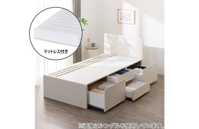 チェストベッド + マットレスセット セミダブル (N-ジオF-DP 40O-S