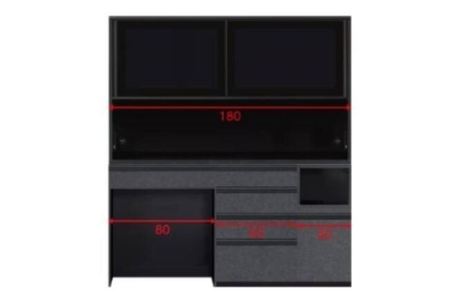 ニトリ　キッチンボード　リガーレ　180センチ　ソフトクローズ 組み合わせキッチンボード リガーレ 180 BK | ニトリネット【公式