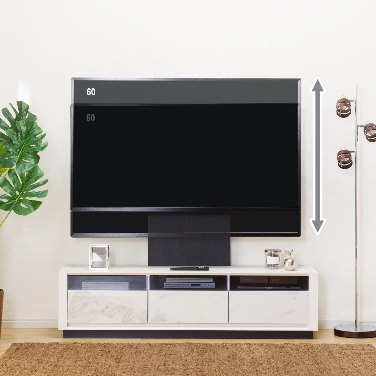 テレビ台(ローボードセーラル2セット151CHN-WH/TV固定ボード)