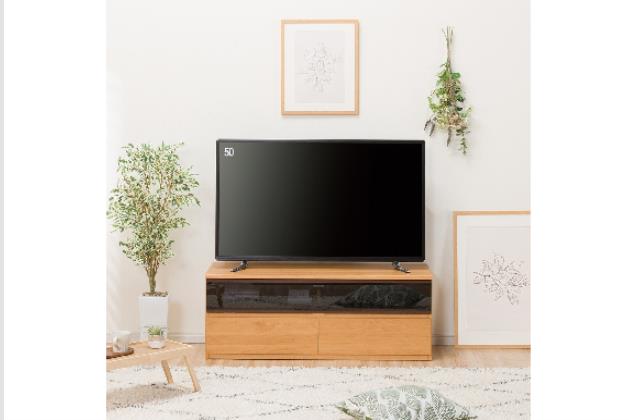 テレビ台(ローボードギャラリー120 MBR＆BK) ガラス扉付き