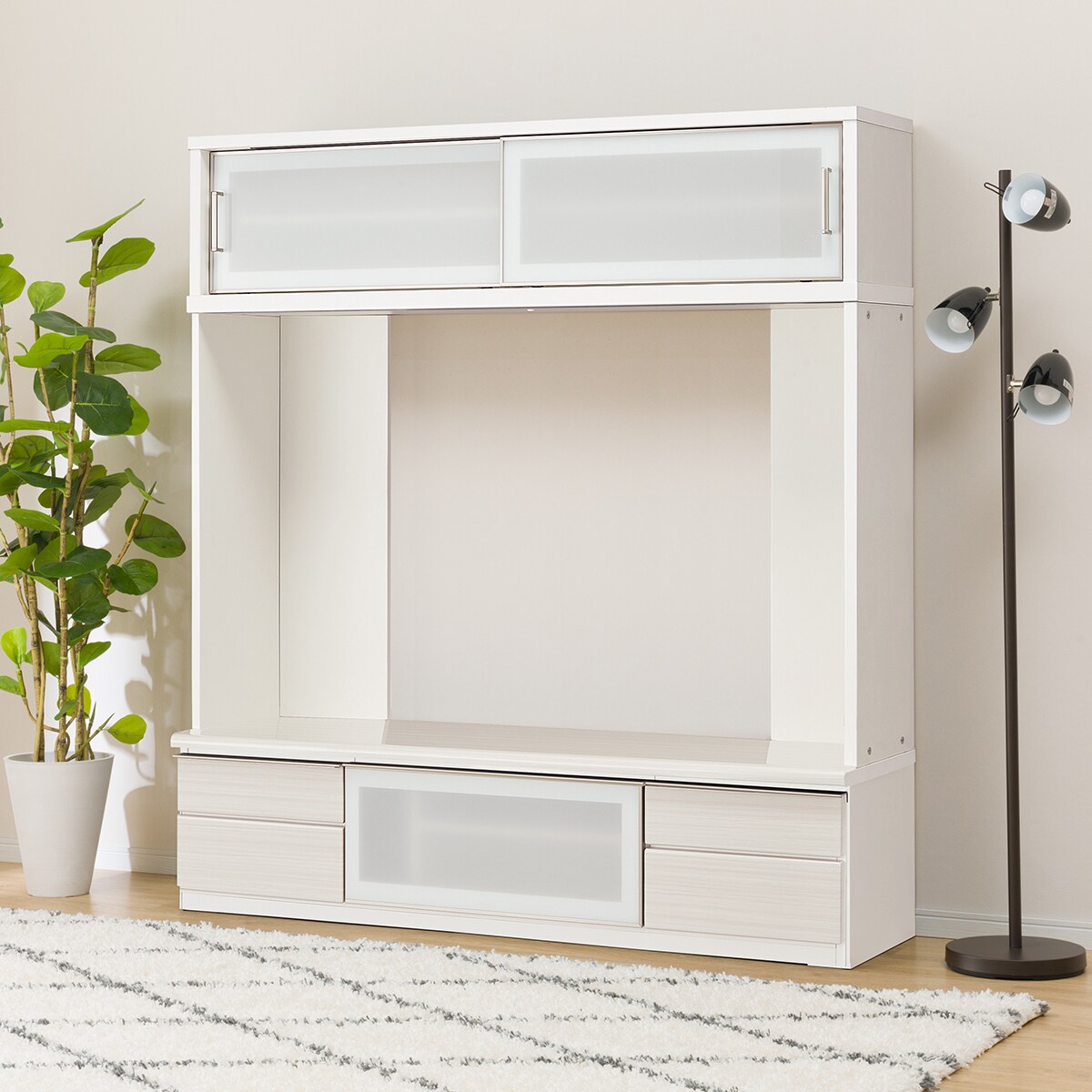 テレビボードセット（ポスティアN160WH/キャビネット60WH/キャビネット40WH）