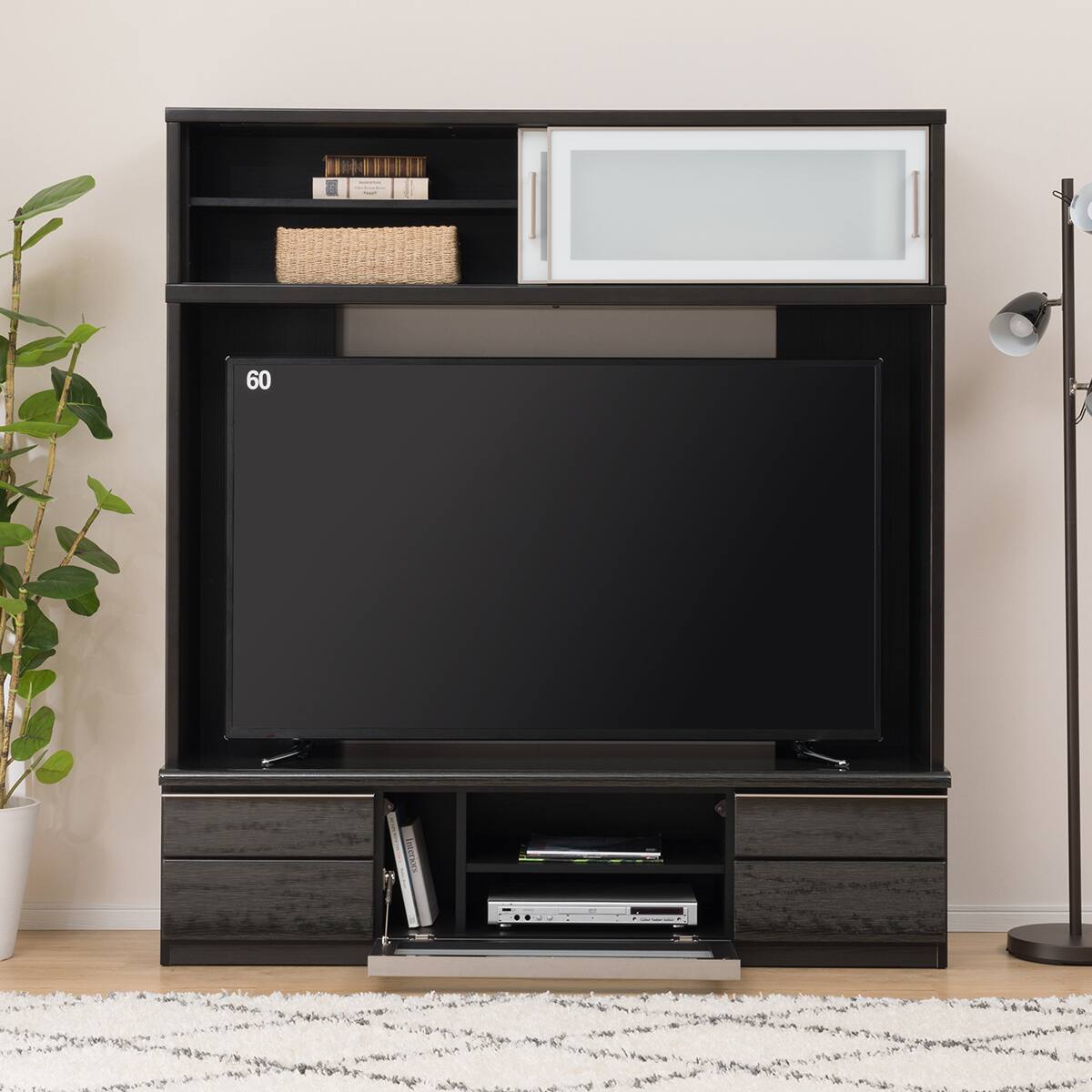 テレビボードセット (ポスティアN160BK/キャビネット60BK/キャビネット