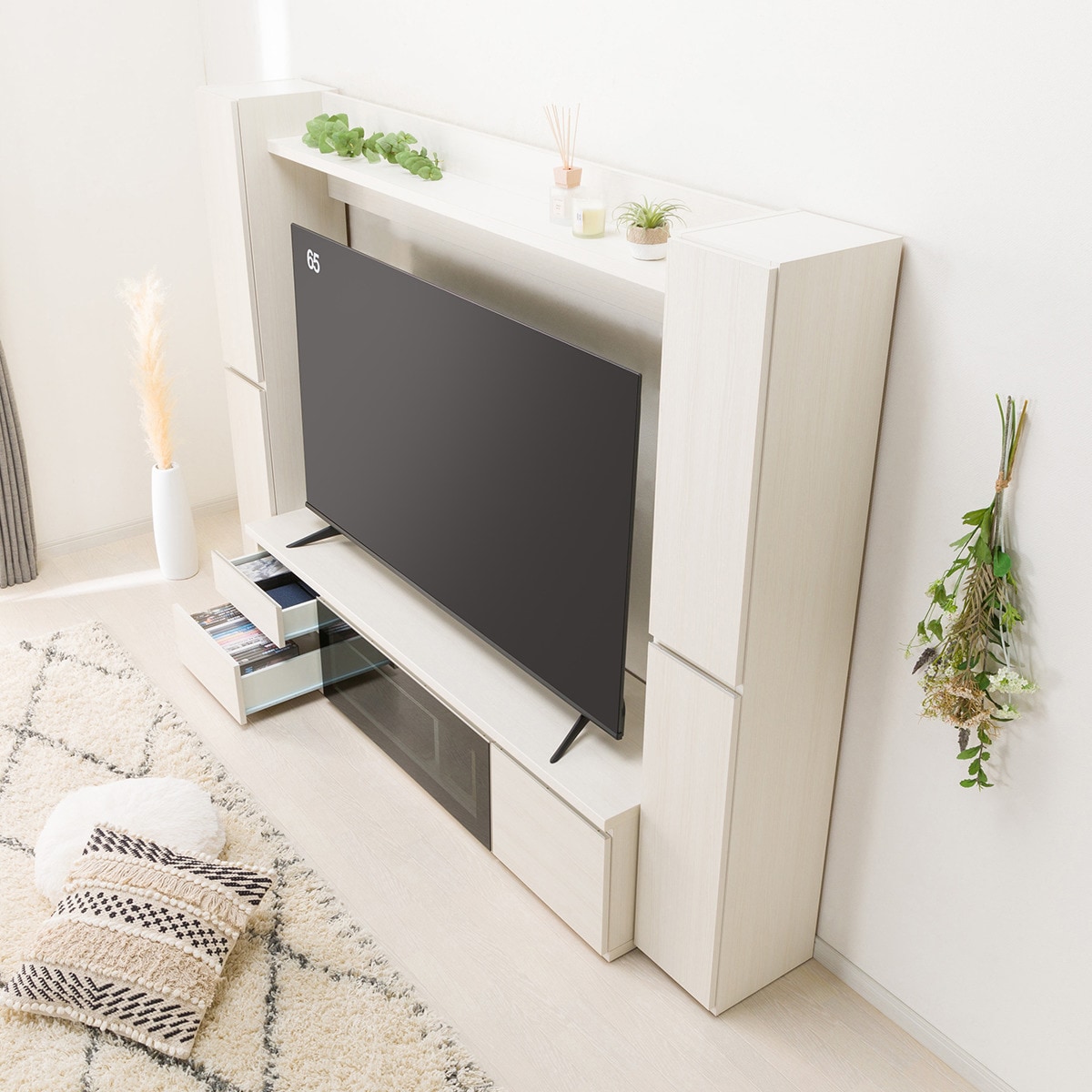 【NITORI】 ホワイトテレビボード 左右収納　送料込みでお値段ギリギリです NITORI】 ホワイトテレビボード 左右収納 送料込みでお値段