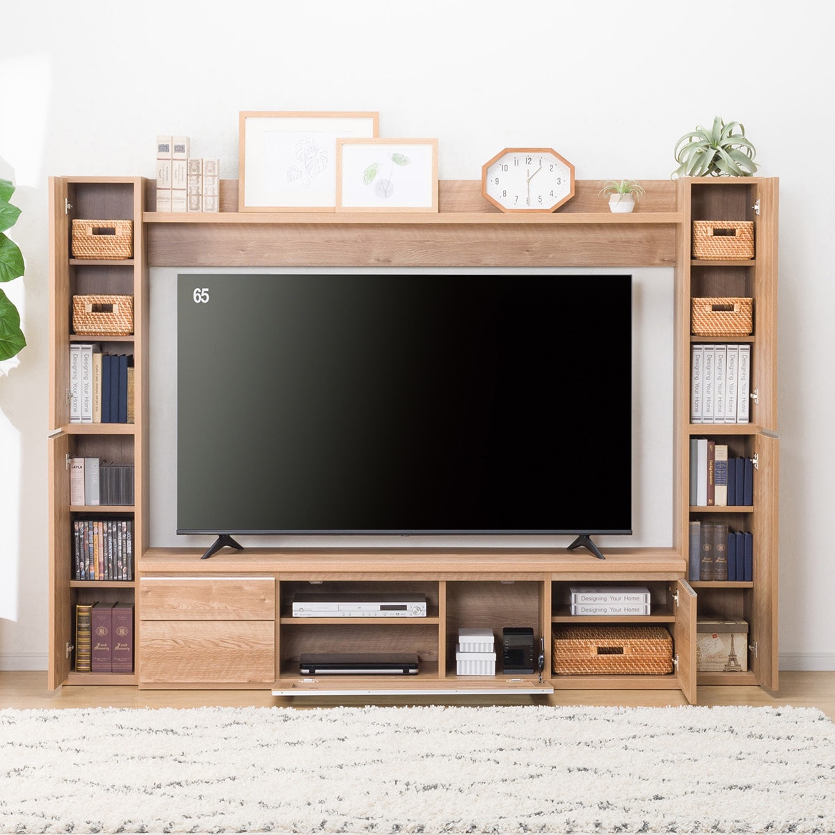 ニトリ　木製テレビ台 2段 ニトリ 天然木工芸突板ルーバーテレビ台（180 NA） テレビ台 TV